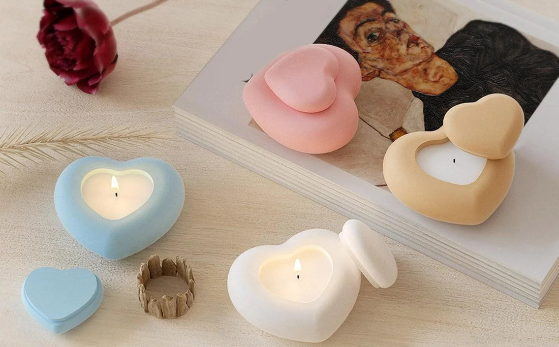 Heart Candle Jar With Lid Valentines Day Candle Jar for Candle Making