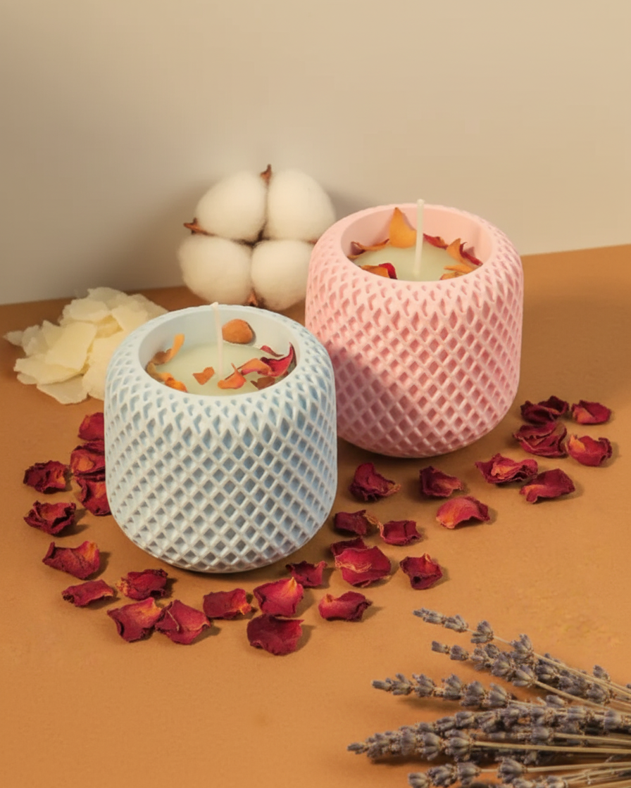 concrete mesh pot soy wax candle signature textured india karessa candles