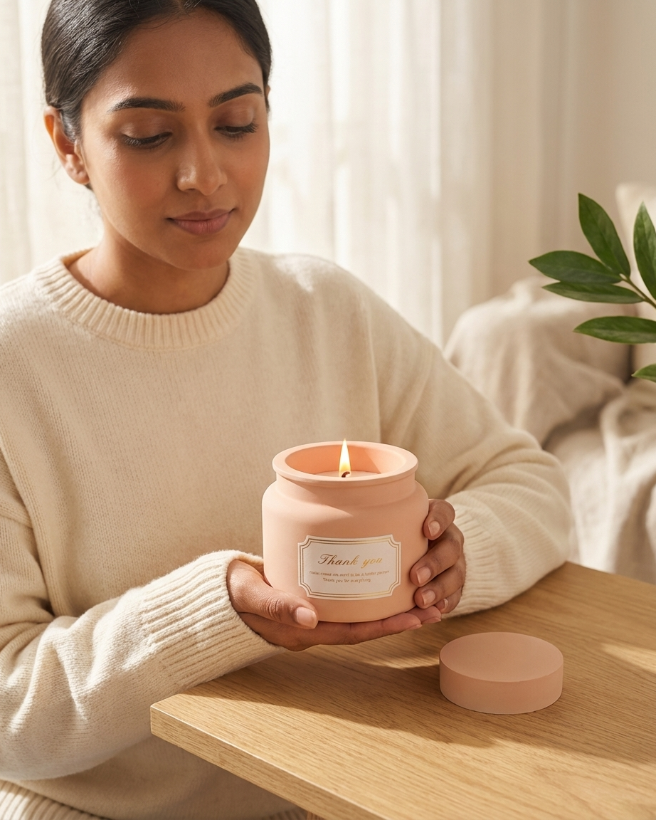 scented concrete jar candle pure soy wax handmade india karessa candles