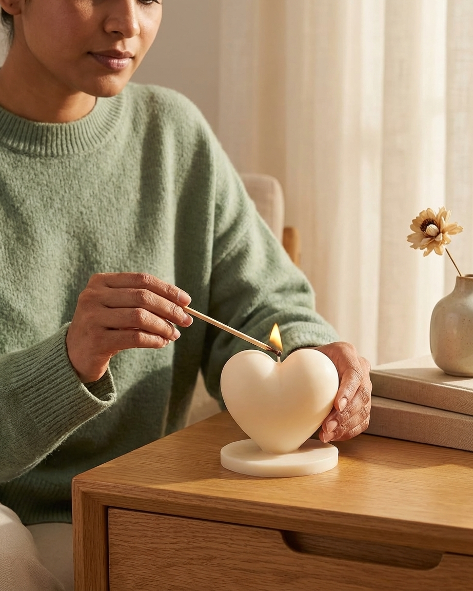 3d standing heart scented candle valentines india karessa candles