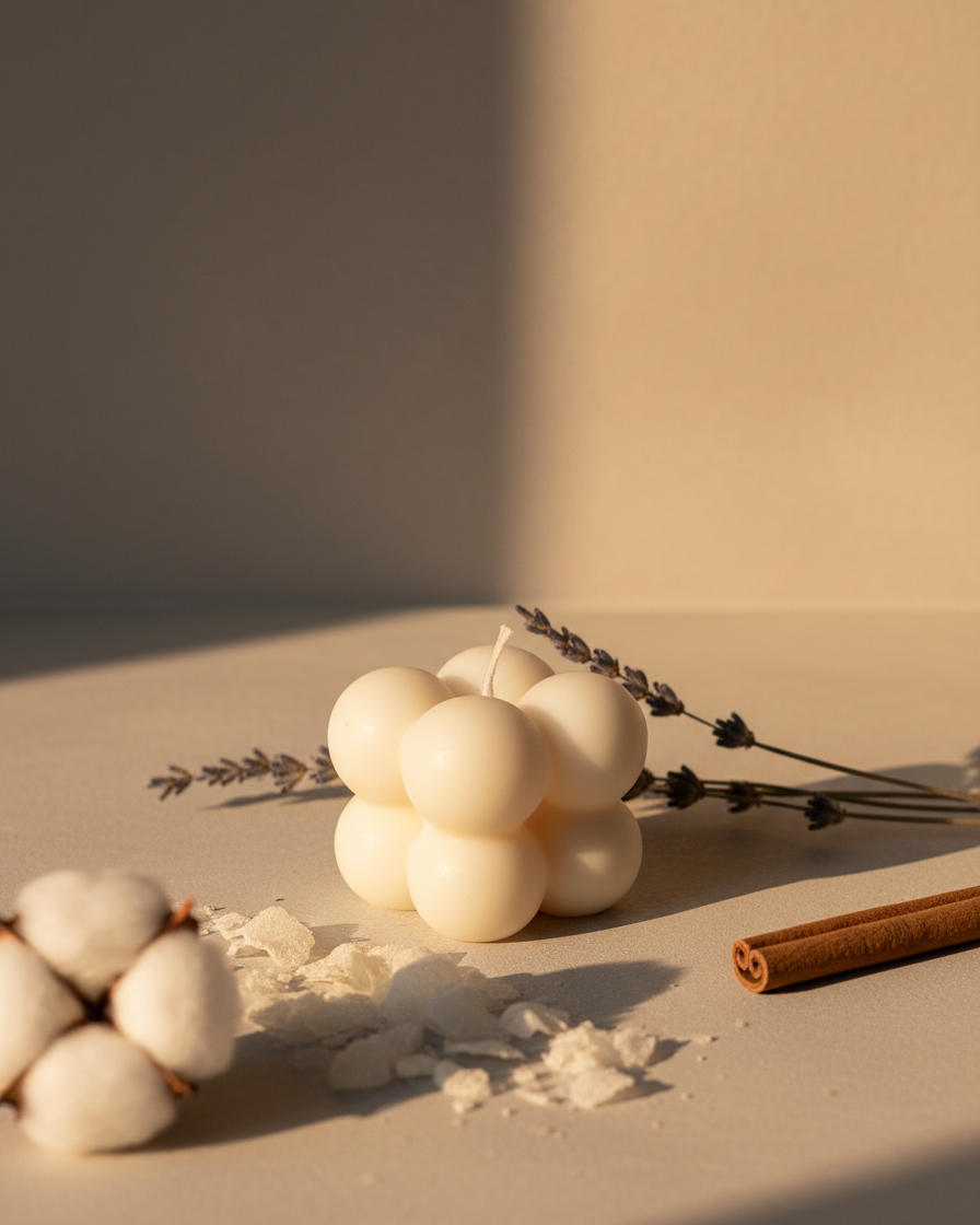 small bubble candle soy wax aesthetic india karessa candles