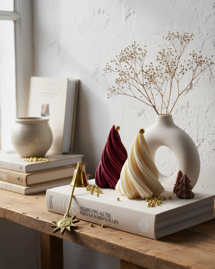 twirl swirl christmas tree candle handmade festive india karessa candles