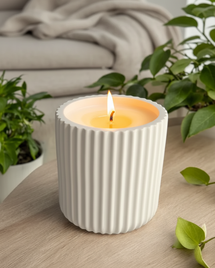 Luxury Soy Wax Candle — Concrete Jar with Lid | India
