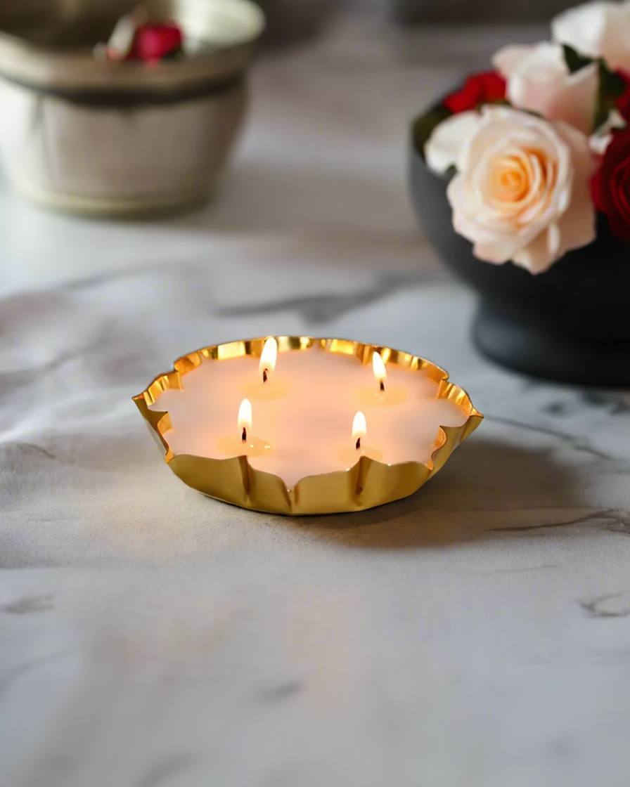 lotus urli candle oudh vanilla luxury aromatherapy india karessa candles