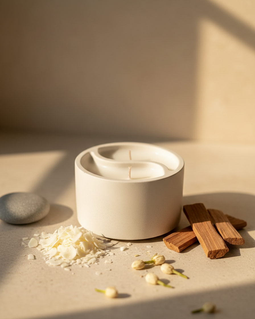 yin yang concrete gypsum candle balance harmony spiritual india karessa candles