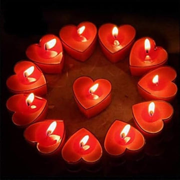 Heart Shaped Tealight Candles Pack of 12 Rose Scented Aromatic Fragrance Candles