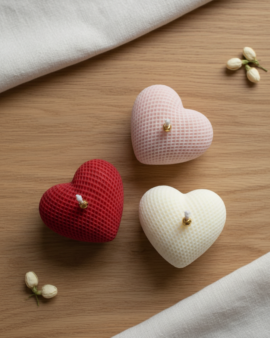 dotted heart soy wax candle valentines day favour gift india karessa candles