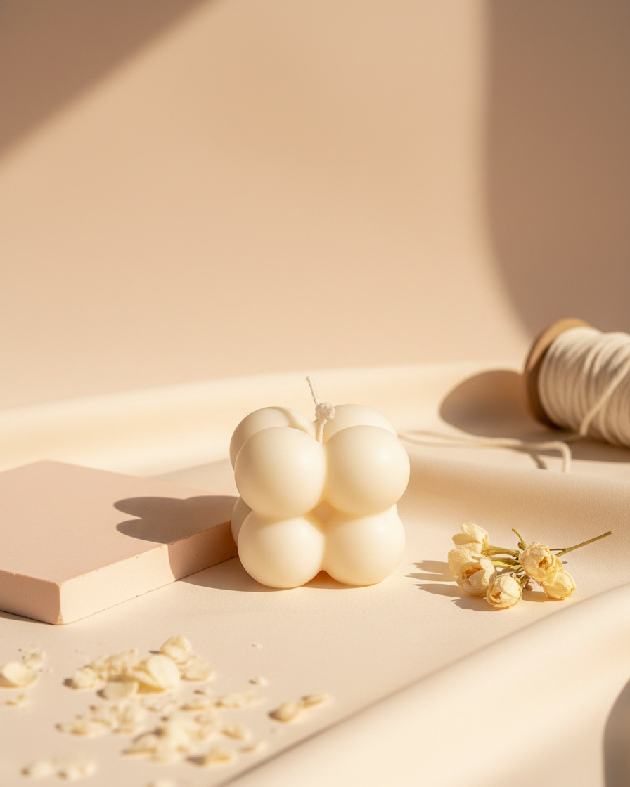 small bubble candle soy wax aesthetic india karessa candles