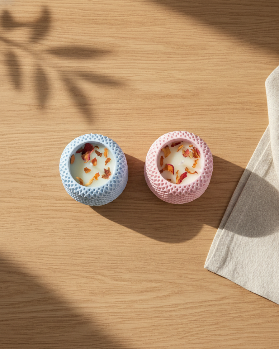 concrete mesh pot soy wax candle signature textured india karessa candles