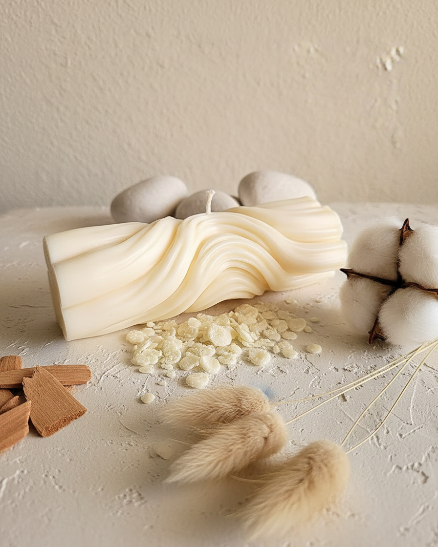 wave twisted 3d pillar candle sculptural soy wax india karessa candles