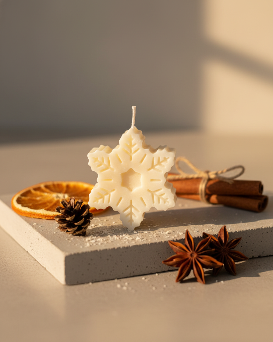 snowflake candle winter decorative soy wax india karessa candles