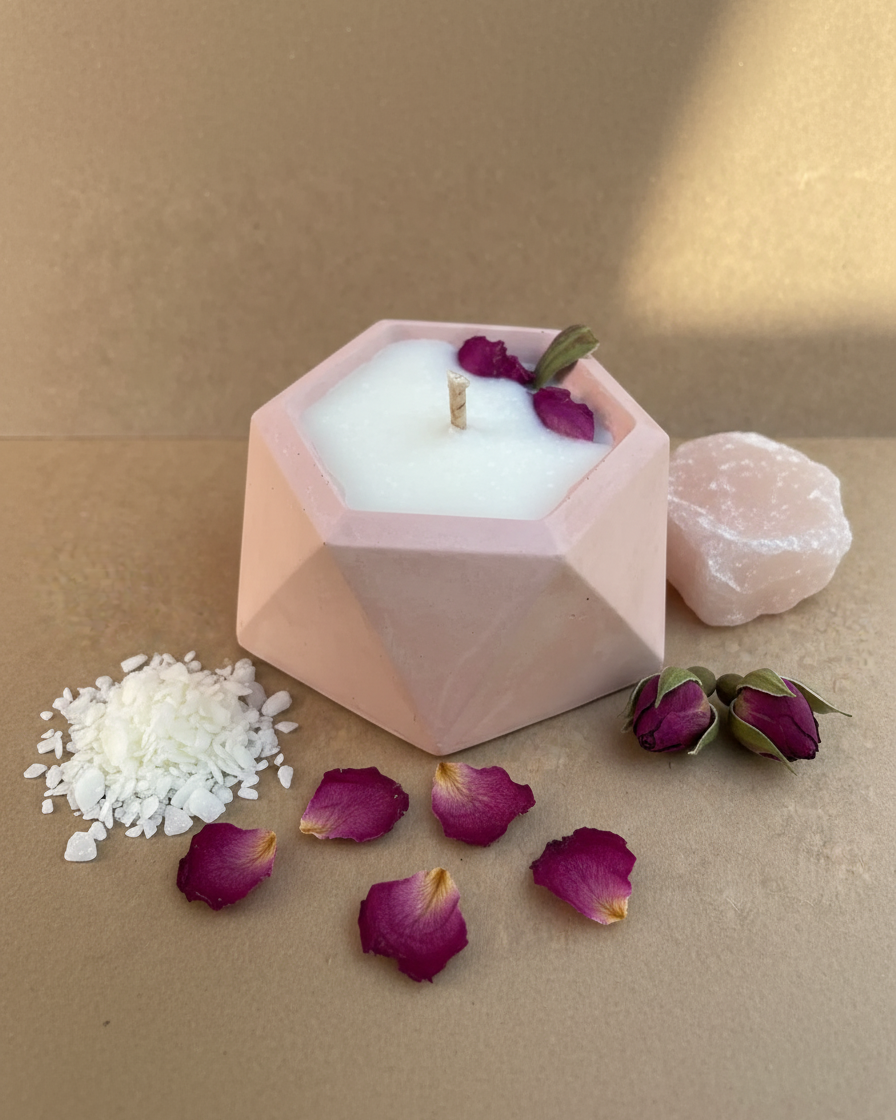 hexagonal pure soy wax concrete candle luxury handcrafted india karessa candles