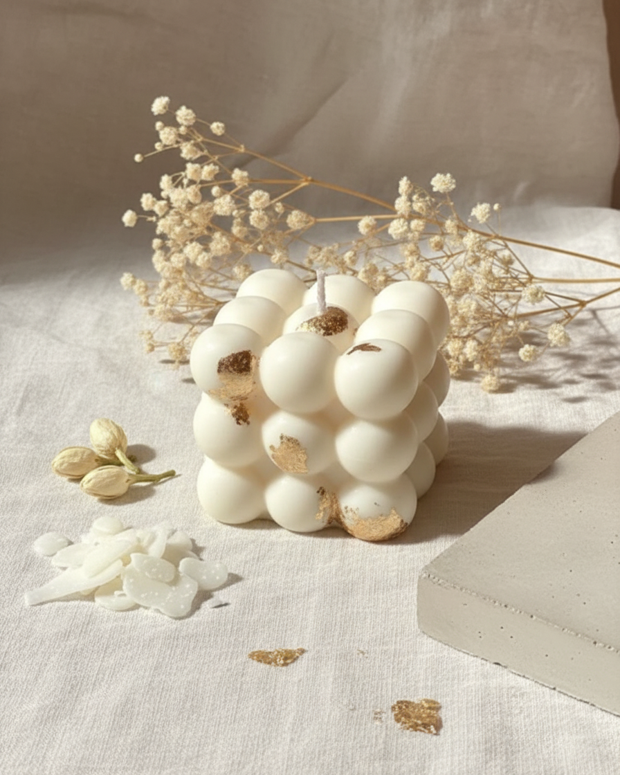 gold foil bubble candle trendy aesthetic soy wax india karessa candles
