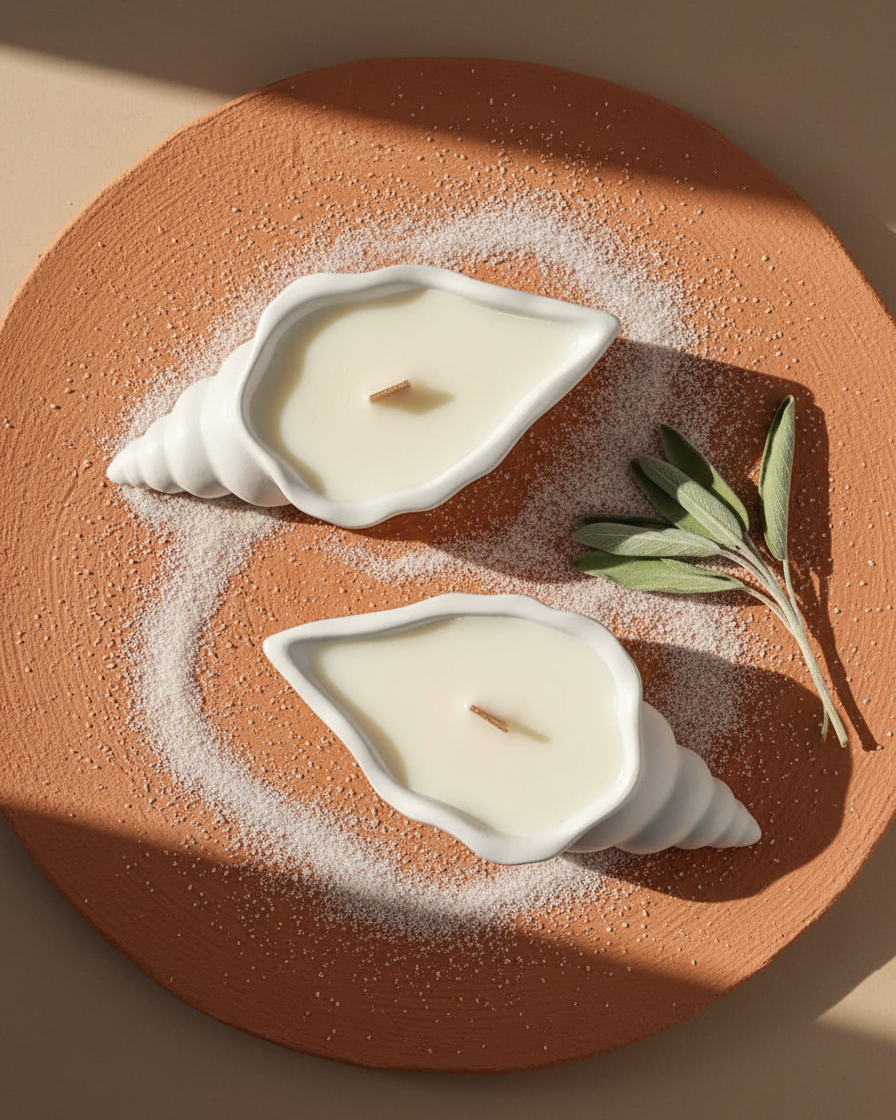 concrete sea shell candle reusable jar pack of 2 india karessa candles