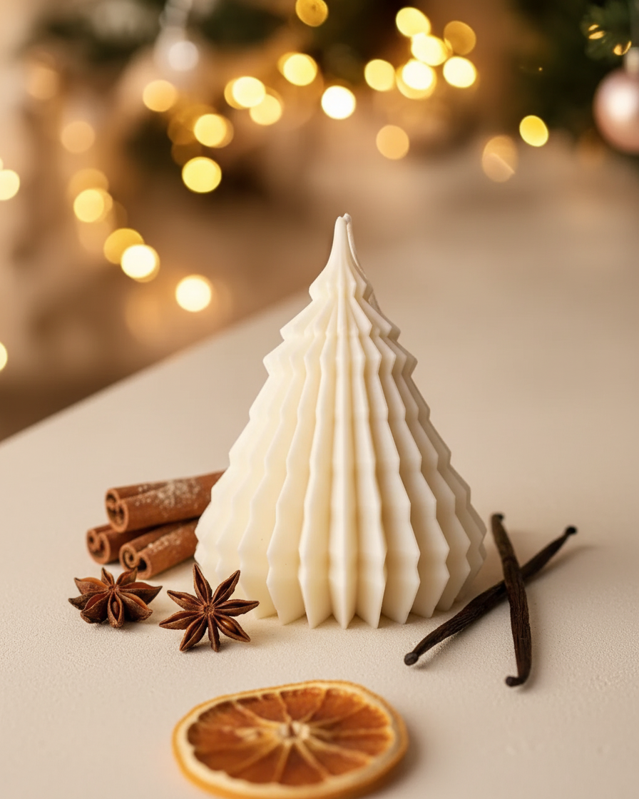 origami christmas tree candle festive soy wax india karessa candles