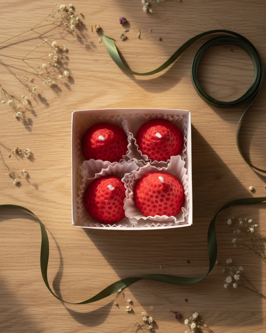 strawberry candles pack of 4 scented soy wax india karessa candles