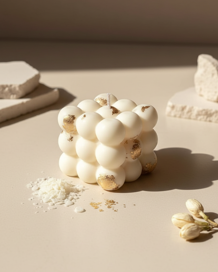 gold foil bubble candle trendy aesthetic soy wax india karessa candles