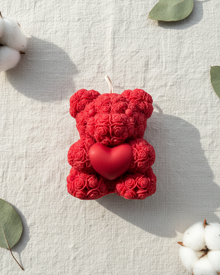 teddy bear soy wax candle valentines day gift india handmade karessa candles