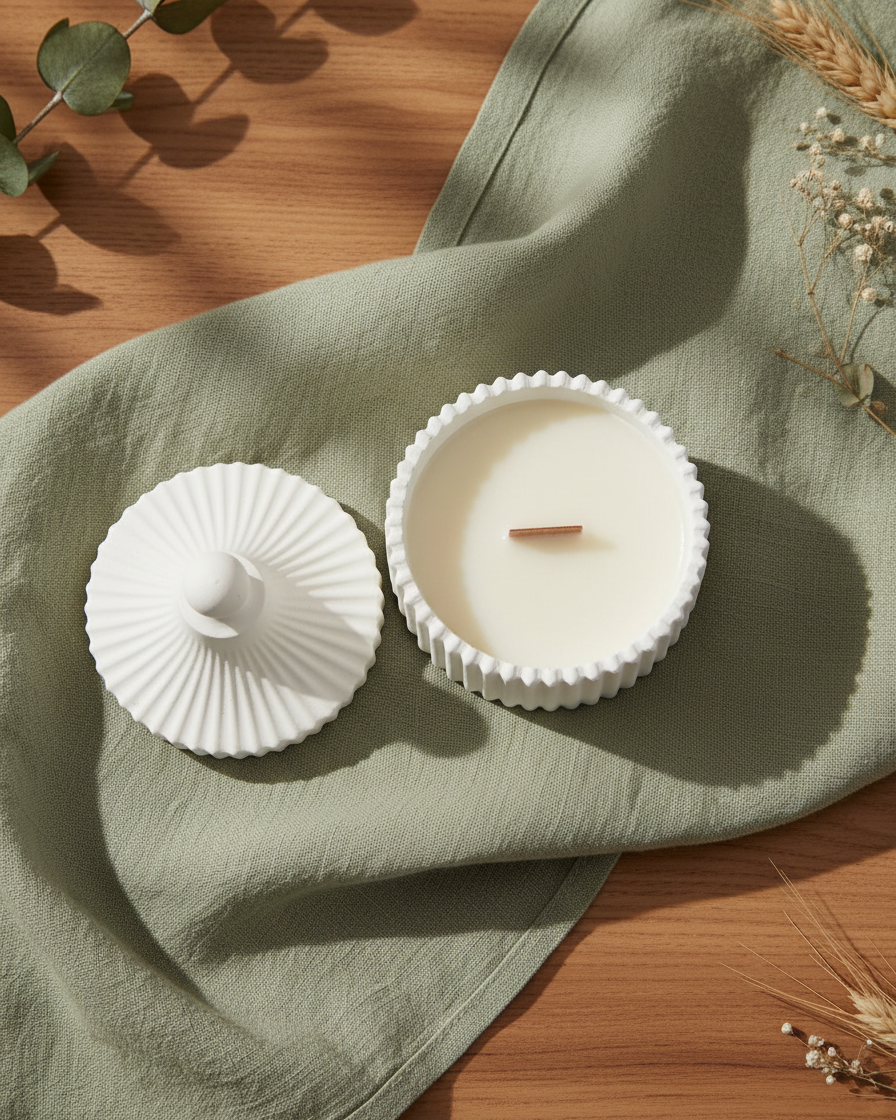 ribbed jar candle with lid reusable gypsum india karessa candles