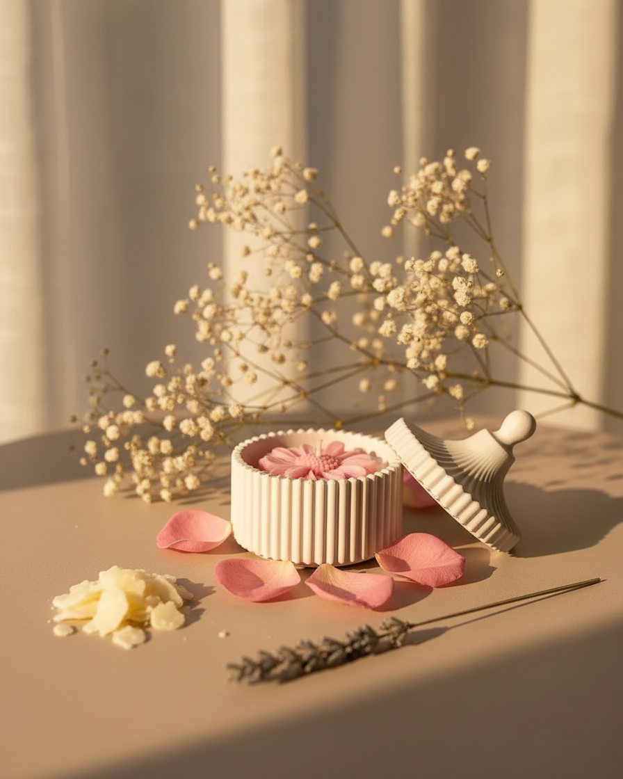 daisy jar soy wax hand poured aromatherapy candle concrete jar india karessa candles