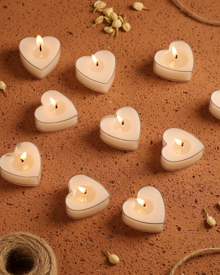 rose heart shaped tealight candles pack of 10 50 india karessa candles