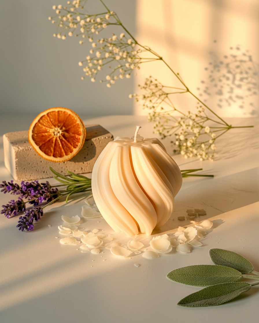 lawa swirl candle scented soy wax premium pillar india karessa candles