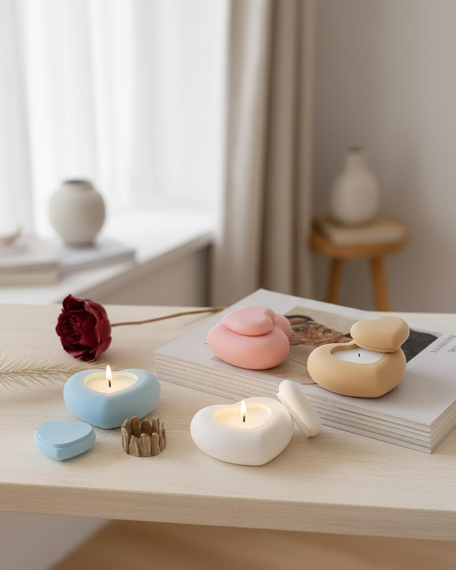 heart concrete gypsum scented candle affordable india karessa candles