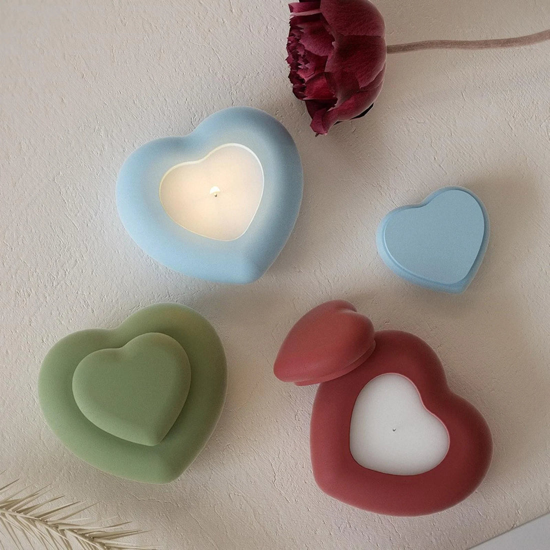 Heart Candle Concrete Gypsum Heart Candle Scented Candle