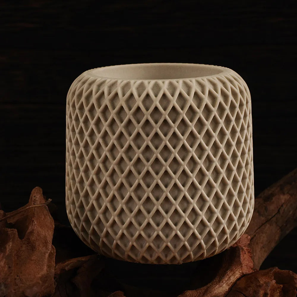concrete mesh pot candle soy wax candle