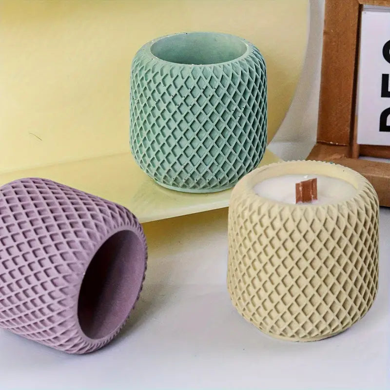 concrete mesh pot candle soy wax candle