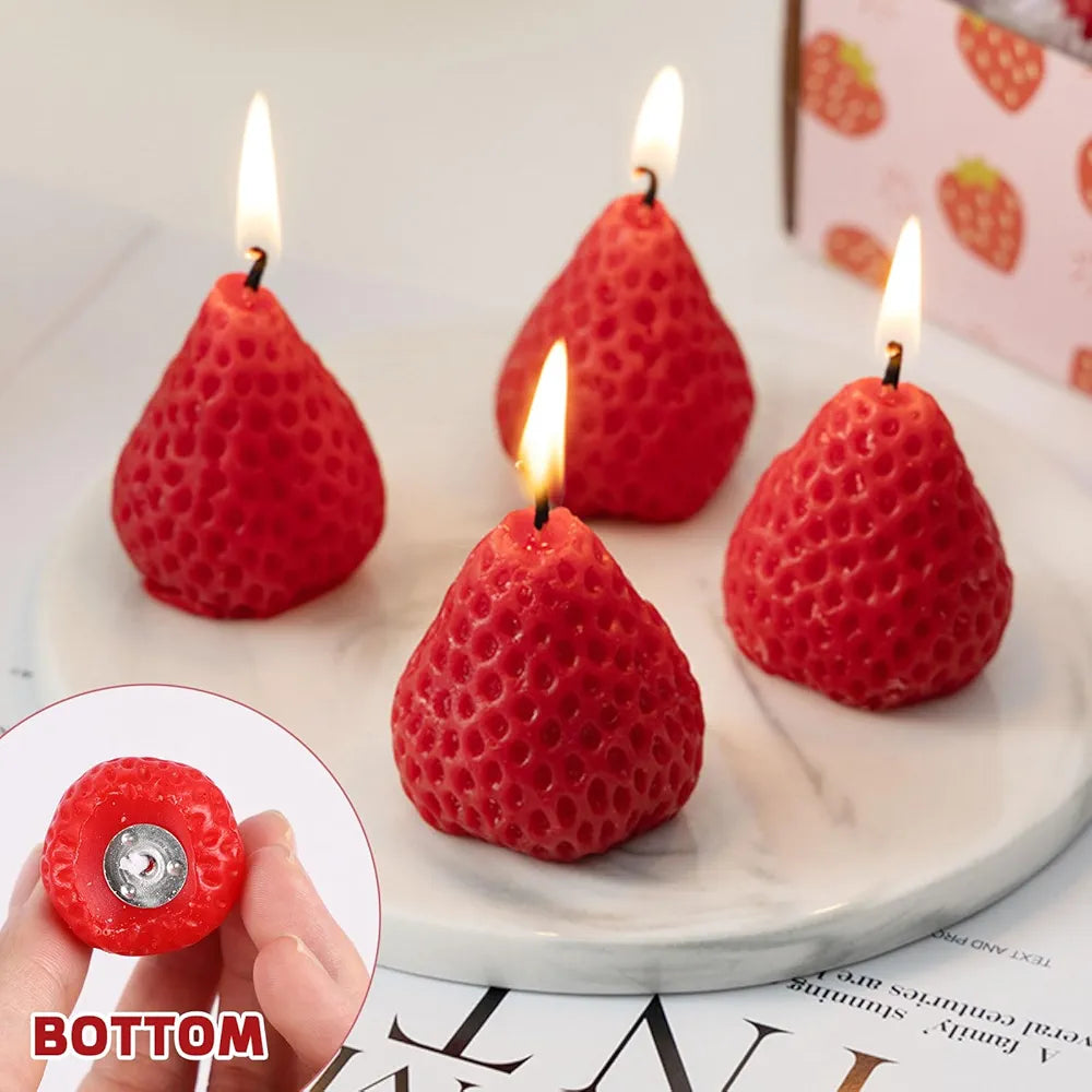 strawberry candles pack of 12