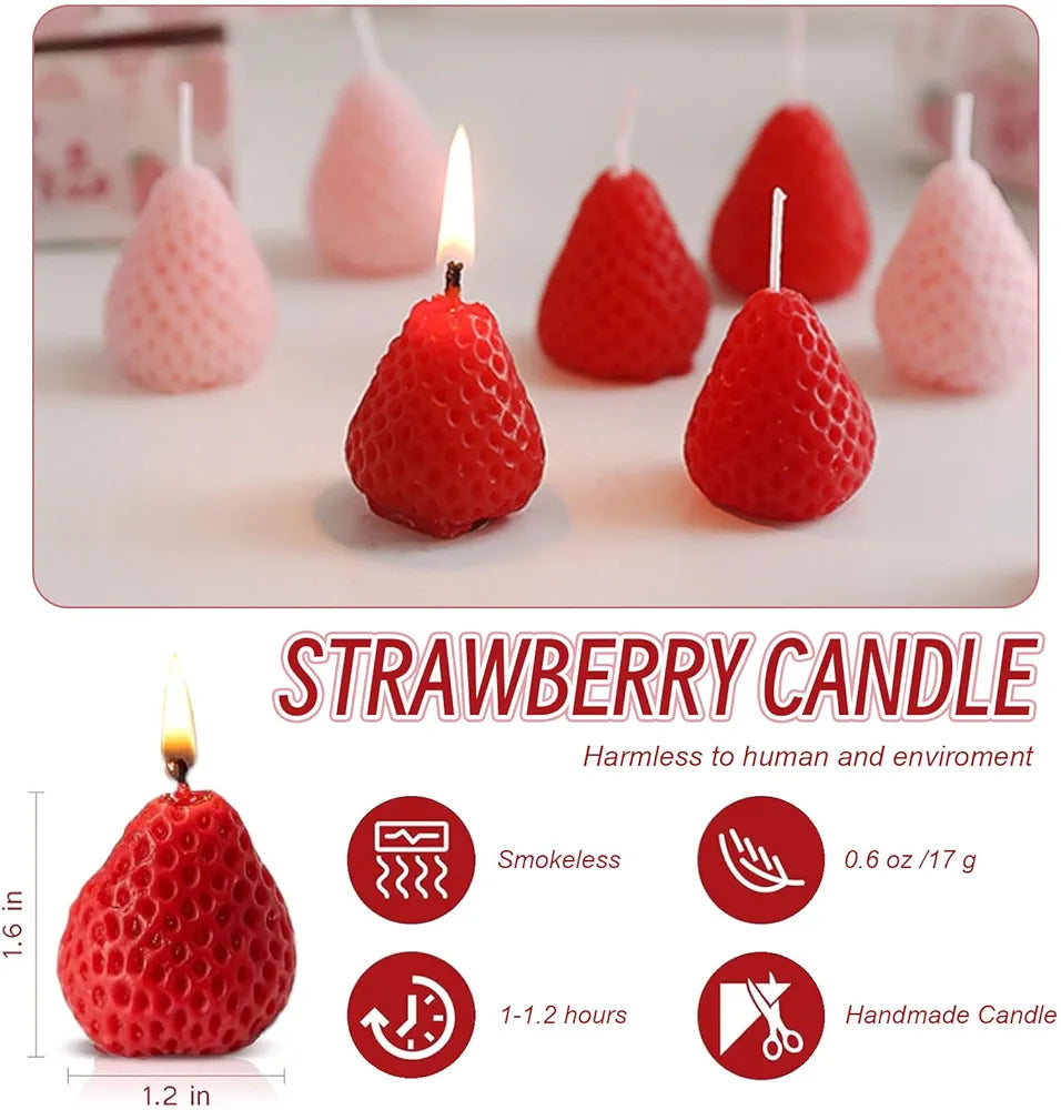 Strawberry Candles Pack of 12