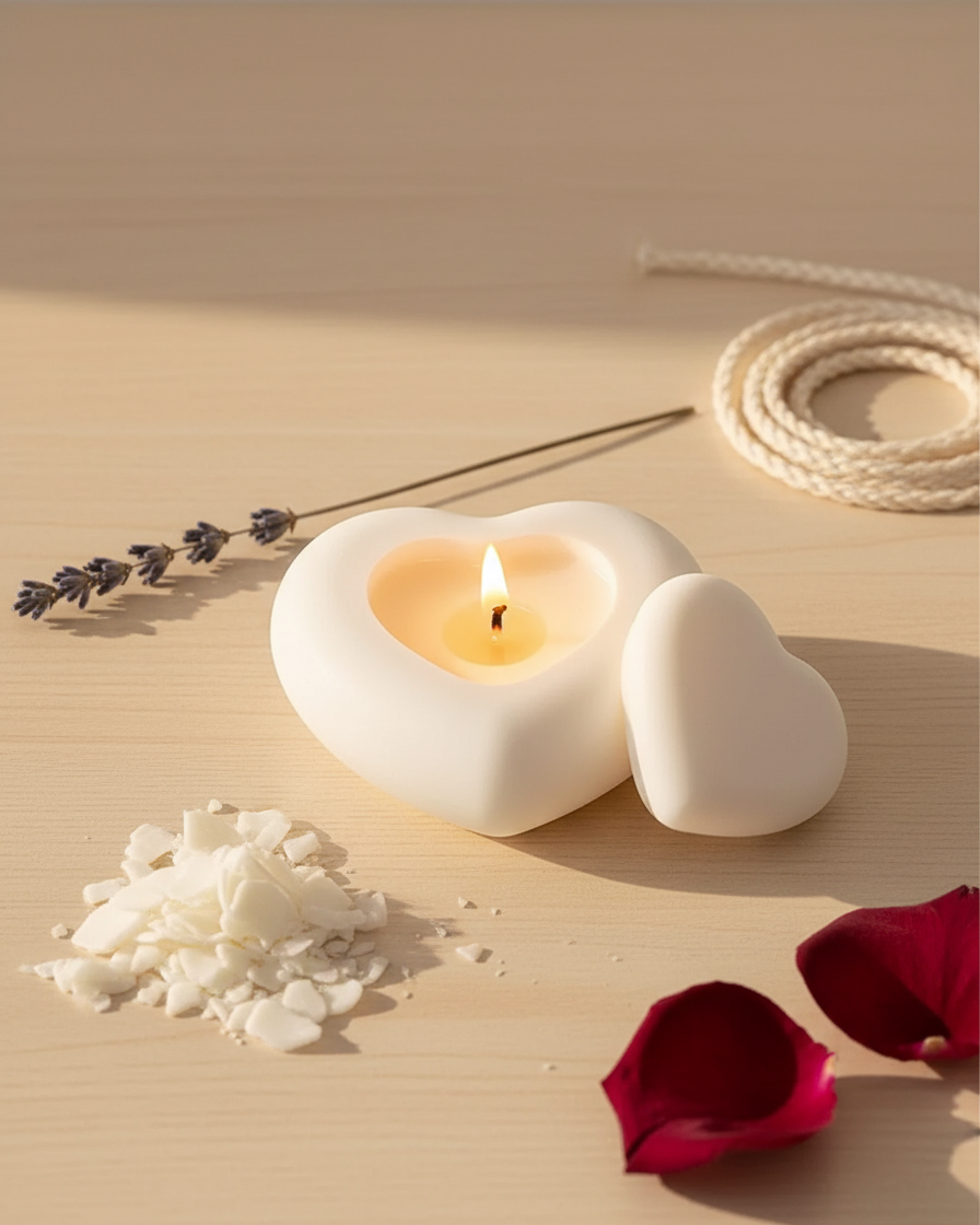 heart concrete gypsum scented candle affordable india karessa candles