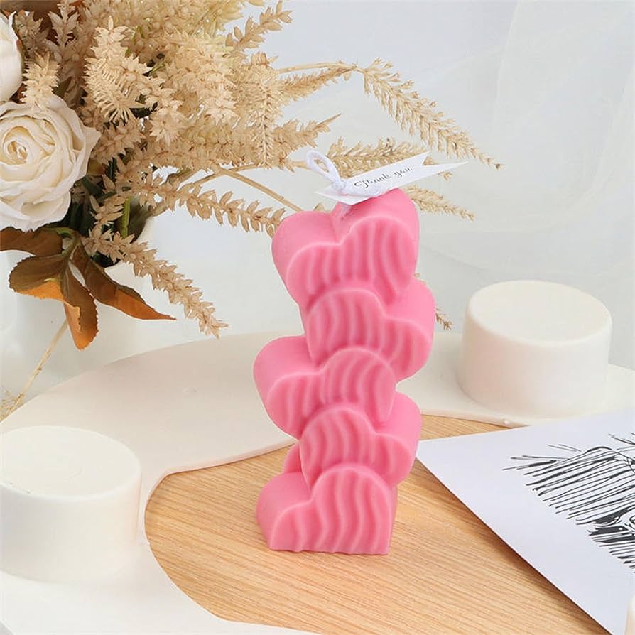 heart pillar candle heart stacked soy wax candle