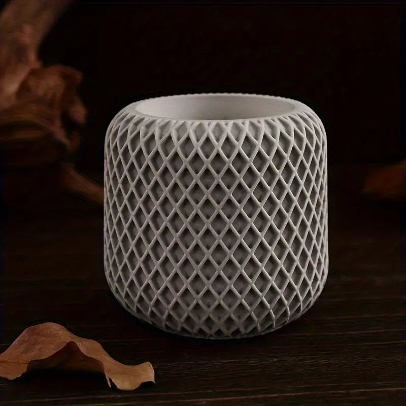 concrete mesh pot candle soy wax candle