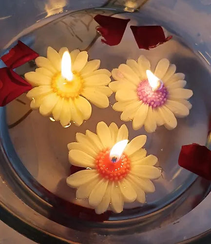 floating daisy candles red eucalyptus daisy flower candles pack of 10 scented soy wax candles
