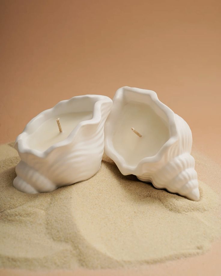 concrete sea shell candle reusable jar candle pack of 2 candle