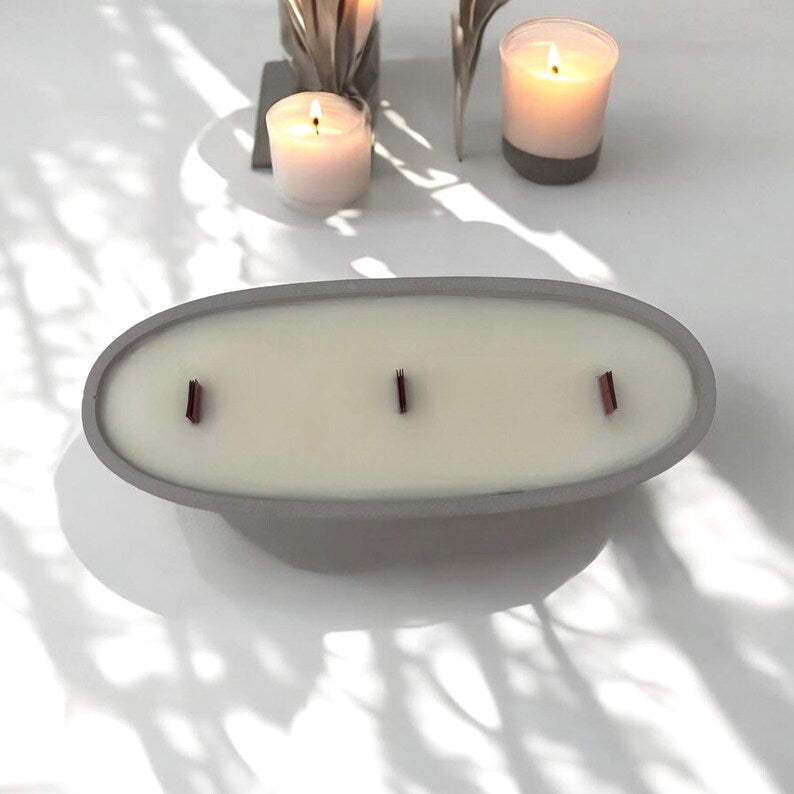 pineapple scented boat candle jar gypsum concrete boat candle with flowers on top