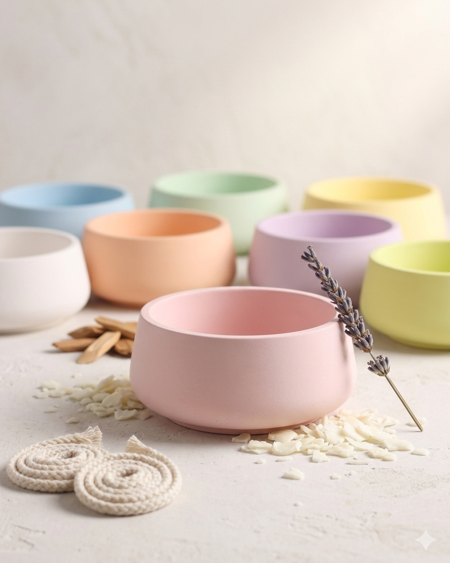 3D bow ribbon shaped concrete candle bowl gypsum vessel soy wax empty open vessel wholesale bulk order India