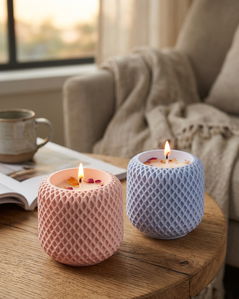 geometric modern angular concrete candle jar gypsum vessel empty empty open vessel Diwali gifting home decor India