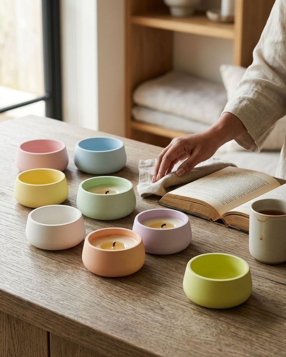 3D bow ribbon shaped concrete candle bowl gypsum vessel soy wax empty open vessel Diwali gifting home decor India