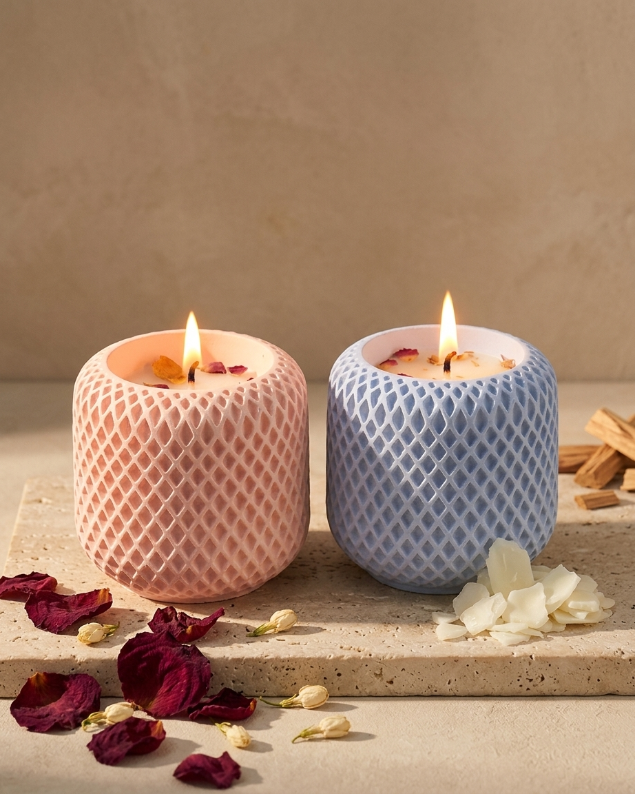 geometric modern angular concrete candle jar gypsum vessel empty empty open vessel handmade artisan candle jar India