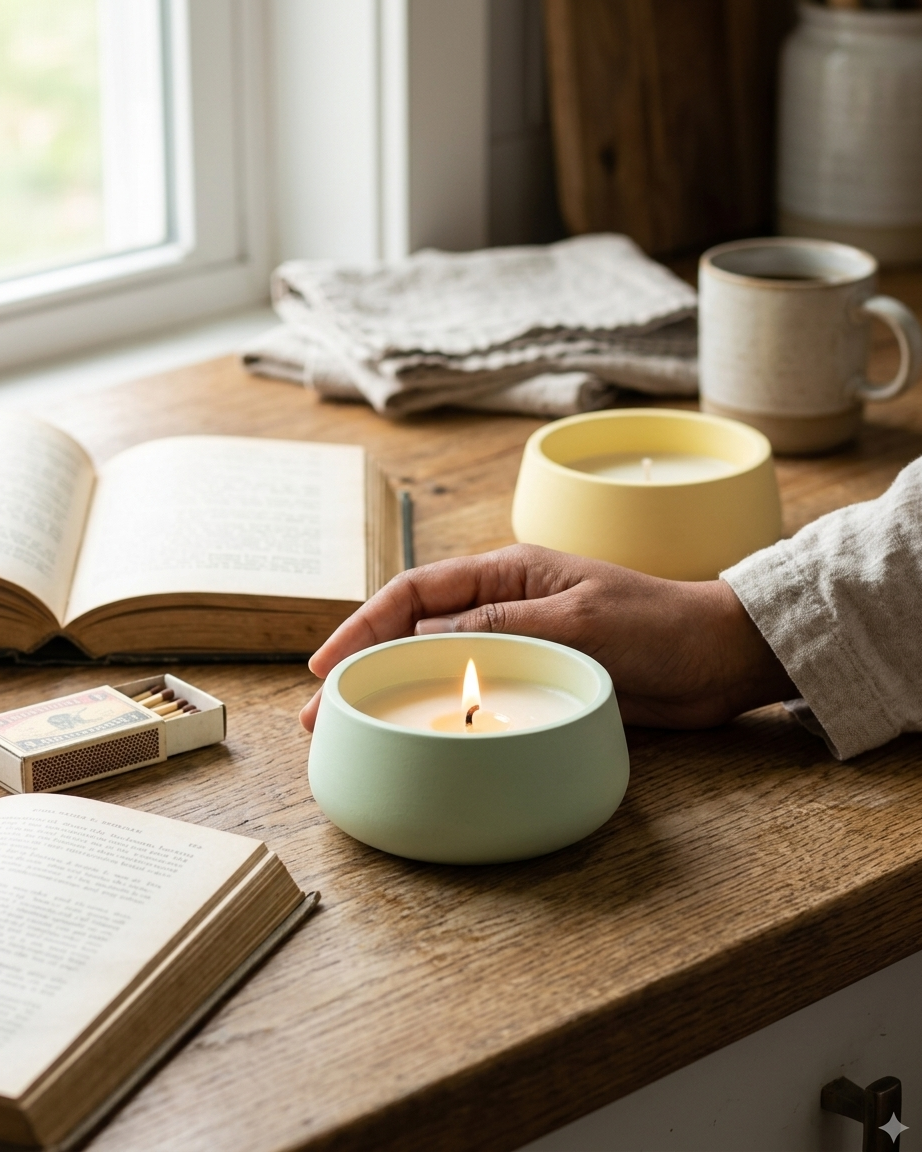 3D bow ribbon shaped concrete candle bowl gypsum vessel soy wax empty open vessel wedding favour corporate gifting India