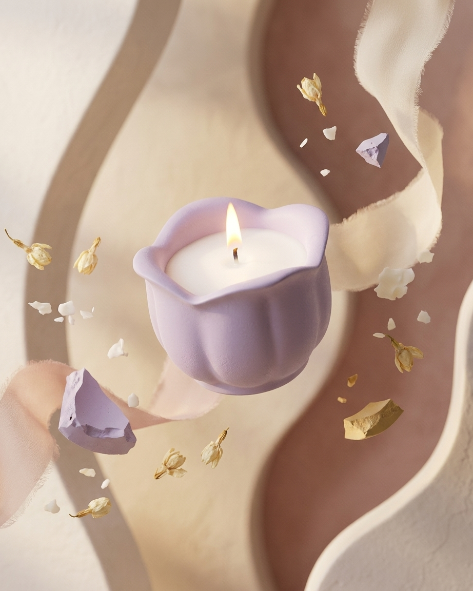 flower shaped concrete candle jar gypsum vessel empty empty open vessel handmade artisan candle jar India