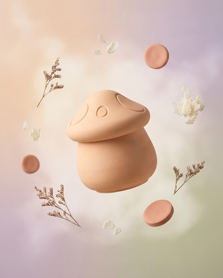 mushroom shaped concrete candle jar gypsum vessel empty with lid sealed gift ready bulk pack candle supplier Surat Gujarat