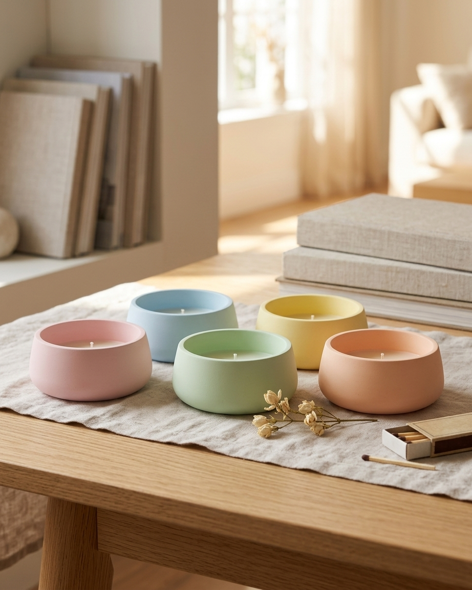 3D bow ribbon shaped concrete candle bowl gypsum vessel soy wax empty open vessel handmade artisan candle jar India