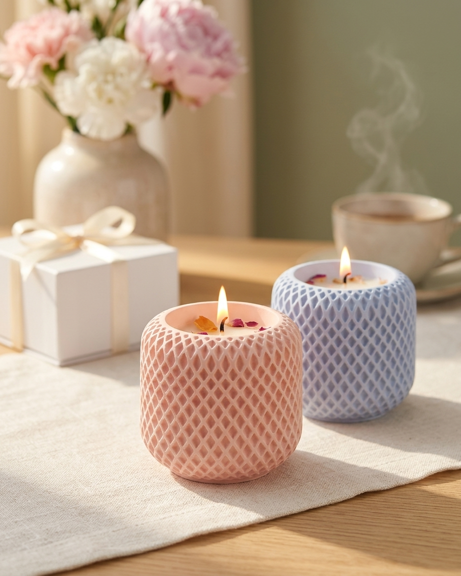 geometric modern angular concrete candle jar gypsum vessel empty empty open vessel bulk pack candle supplier Surat Gujarat