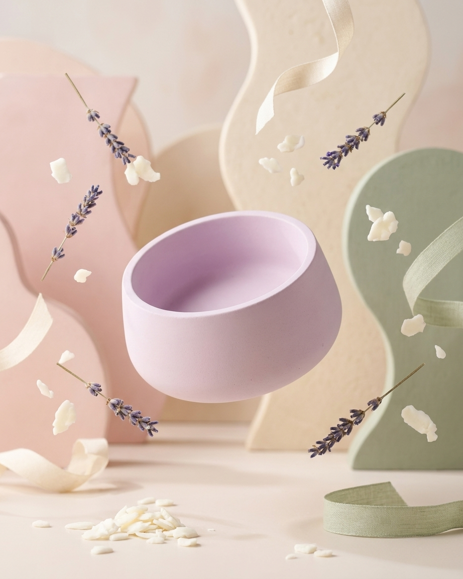 3D bow ribbon shaped concrete candle bowl gypsum vessel soy wax empty open vessel aromatherapy soy wax candle India
