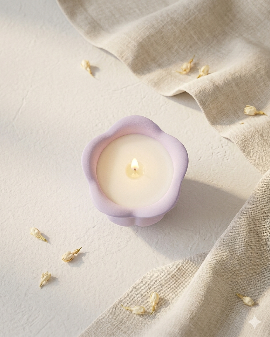 flower shaped concrete candle jar gypsum vessel empty empty open vessel premium festival gifting India