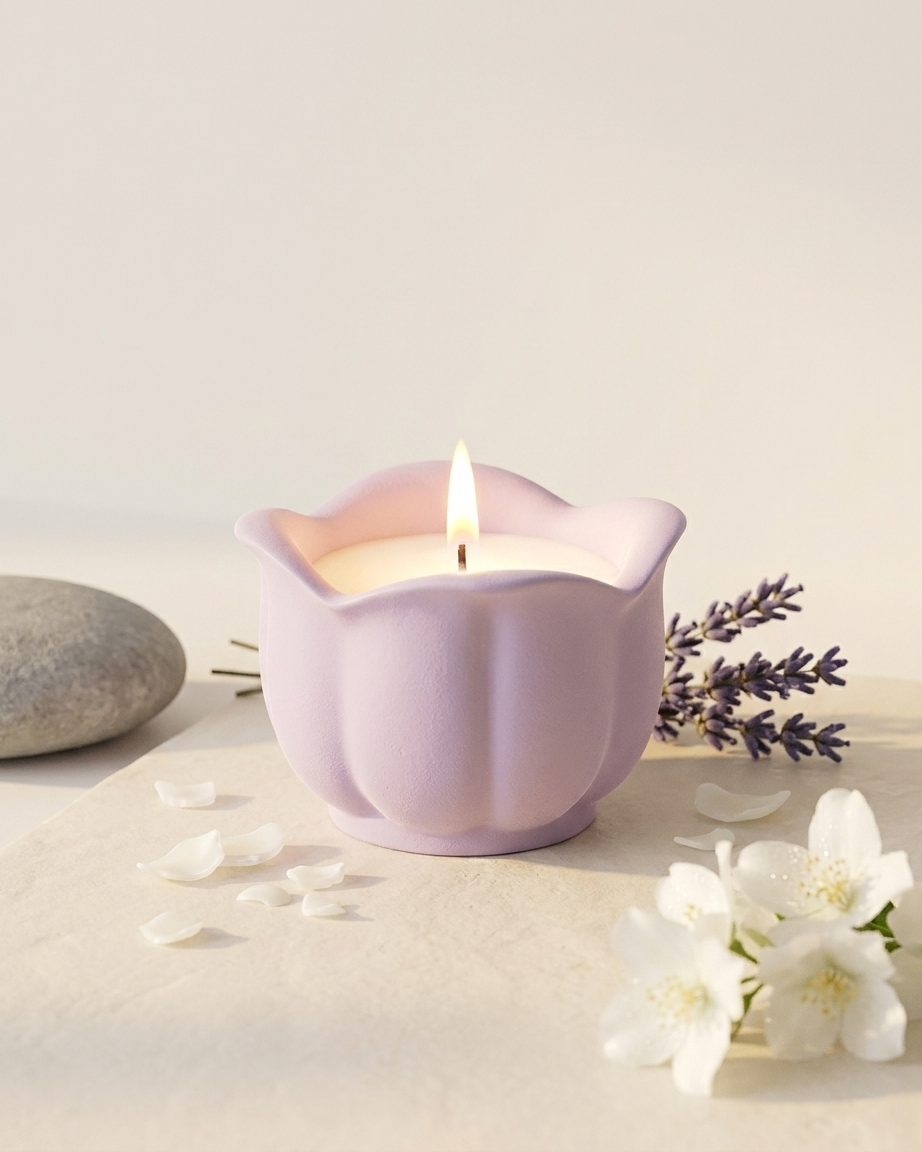 flower shaped concrete candle jar gypsum vessel empty empty open vessel candle making raw material wholesale India